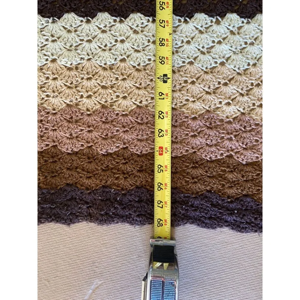 Handmade Crochet‎ Afghan Granny Square Blanket Throw 68x32 Browns & Tans